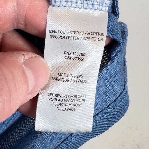 Travis Mathew Golf Polo Shirt Men's 2XL "Textured" Blue w/ Company Branding - Picture 7 of 13